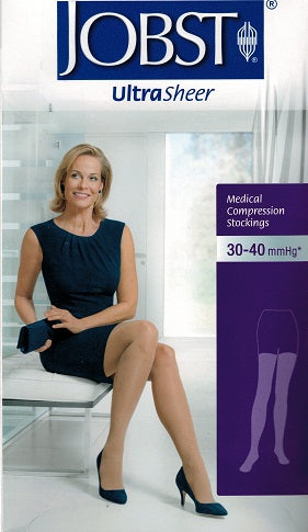 Jobst Ultrasheer for Women Thigh High Grip Top Medical Compression Stockings 30-40 mmHg Closed Toe