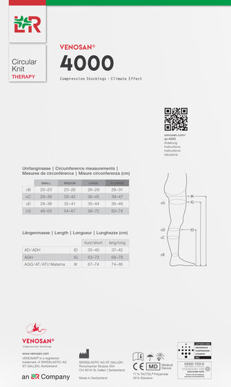 VENOSAN 4001 Below knee Medical Compression Stockings 18-22 mmHg Open Toe