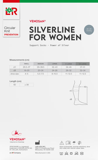 VENOSAN Silverline Lady Below knee Medical Compression Stockings 20-30 mmHg Closed Toe