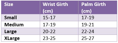 Exosoft Glove Sizing Chart