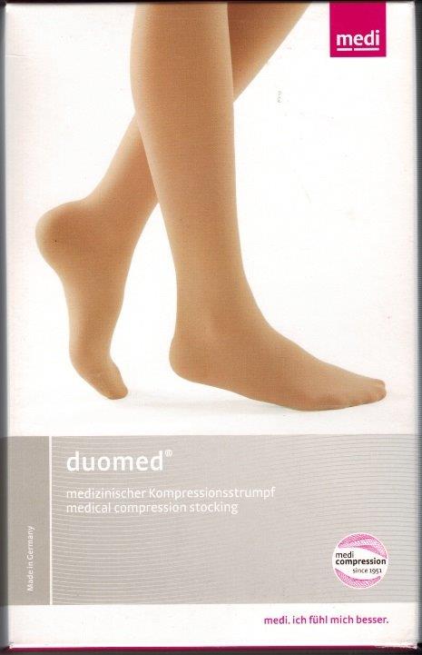 Duomed Thigh High (with sewn in Belt Attachment) LEFT or RIGHT SINGLE LEG Medical Compression Stocking 30-40mmHg Open Toe